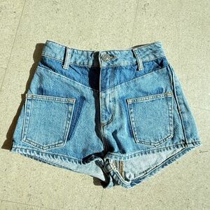 Sandro Blue Jean Shorts High-Waisted Vintage Style